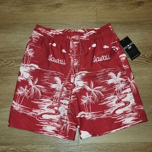 Favant Hawaiian Hawaii Mens Swim Trunks Shorts Small Bottoms Red Pockets New